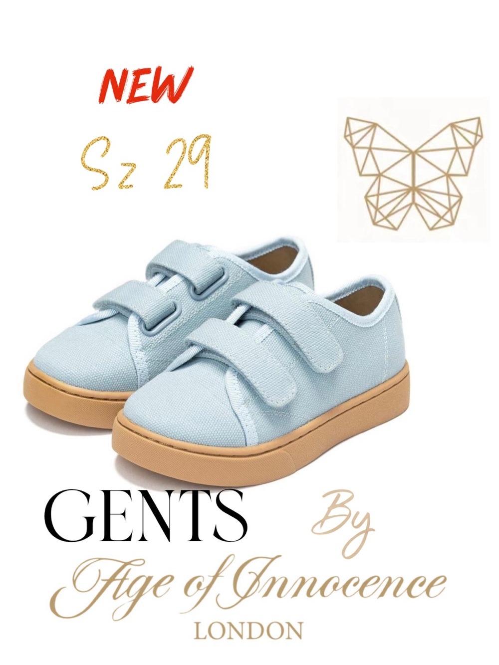 NIB GENTS by Age of Innocence Robby 2.0 Canvas Sneakers in Light Blue Sz 29
